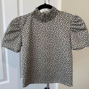 Zara cheetah print high neck short sleeve blouse